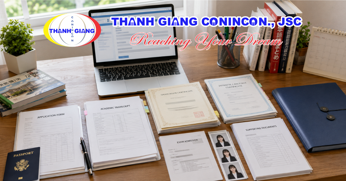 Bộ hồ sơ đăng ký và giấy tờ dự thi đầu vào đại học Nhật Bản được chuẩn bị đầy đủ