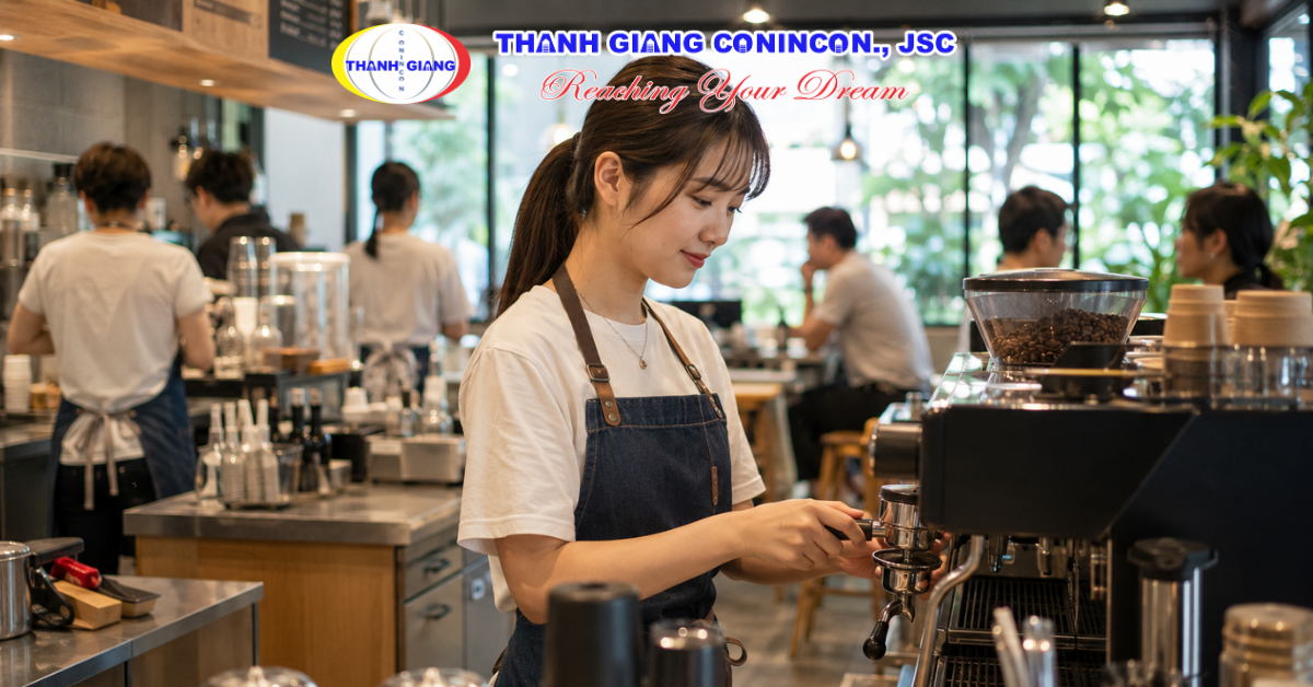 Công việc phục vụ tại quán cà phê trang trải phí sinh hoạt dành cho du học sinh ở Nhật