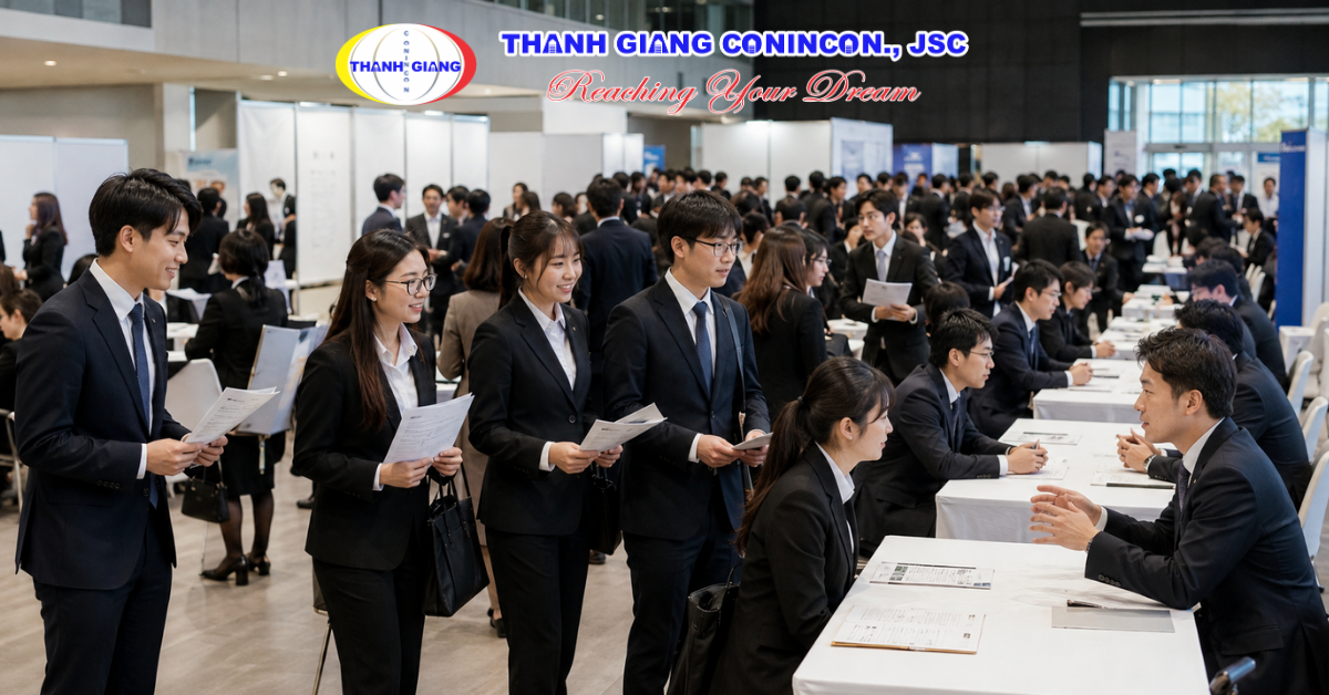Du học sinh mới tốt nghiệp kết nối với nhiều doanh nghiệp để tìm kiếm cơ hội việc làm tại Nhật Bản
