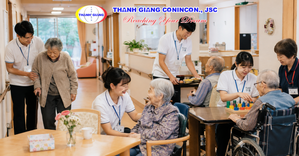 Du học sinh thực hành chăm sóc người cao tuổi trong chương trình Kaigo tại Nhật Bản