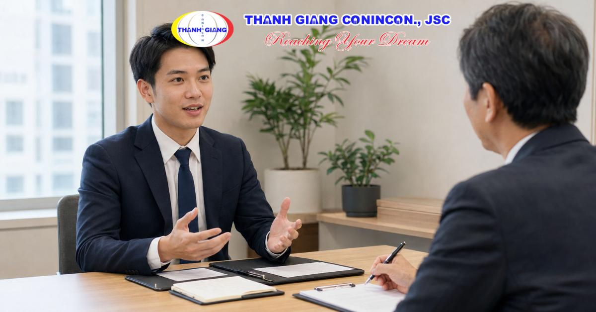 Du học sinh tự tin giới thiệu bản thân và trình bày về công việc với nhà tuyển dụng Nhật Bản