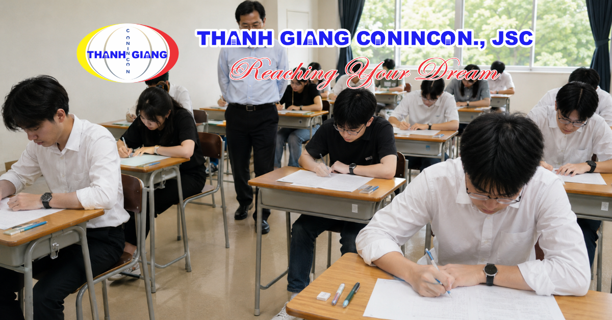 Nhóm du học sinh tham gia kỳ thi tuyển sinh riêng tại trường đại học Nhật Bản